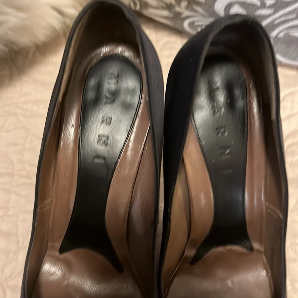 Marni Women’s Black Square Toe Satin 5” Stiletto Heel Pump Shoes Sz 38